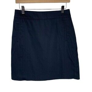 Banana Republic A-Line Skirt Women's 6 Navy Blue Stretch Back Zip Flat Front